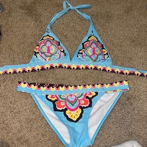 Like new bikini Blue with floral pattern